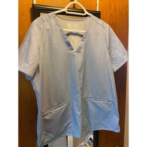 FIGS Casma Scrub Top - Heather Denim Size Large